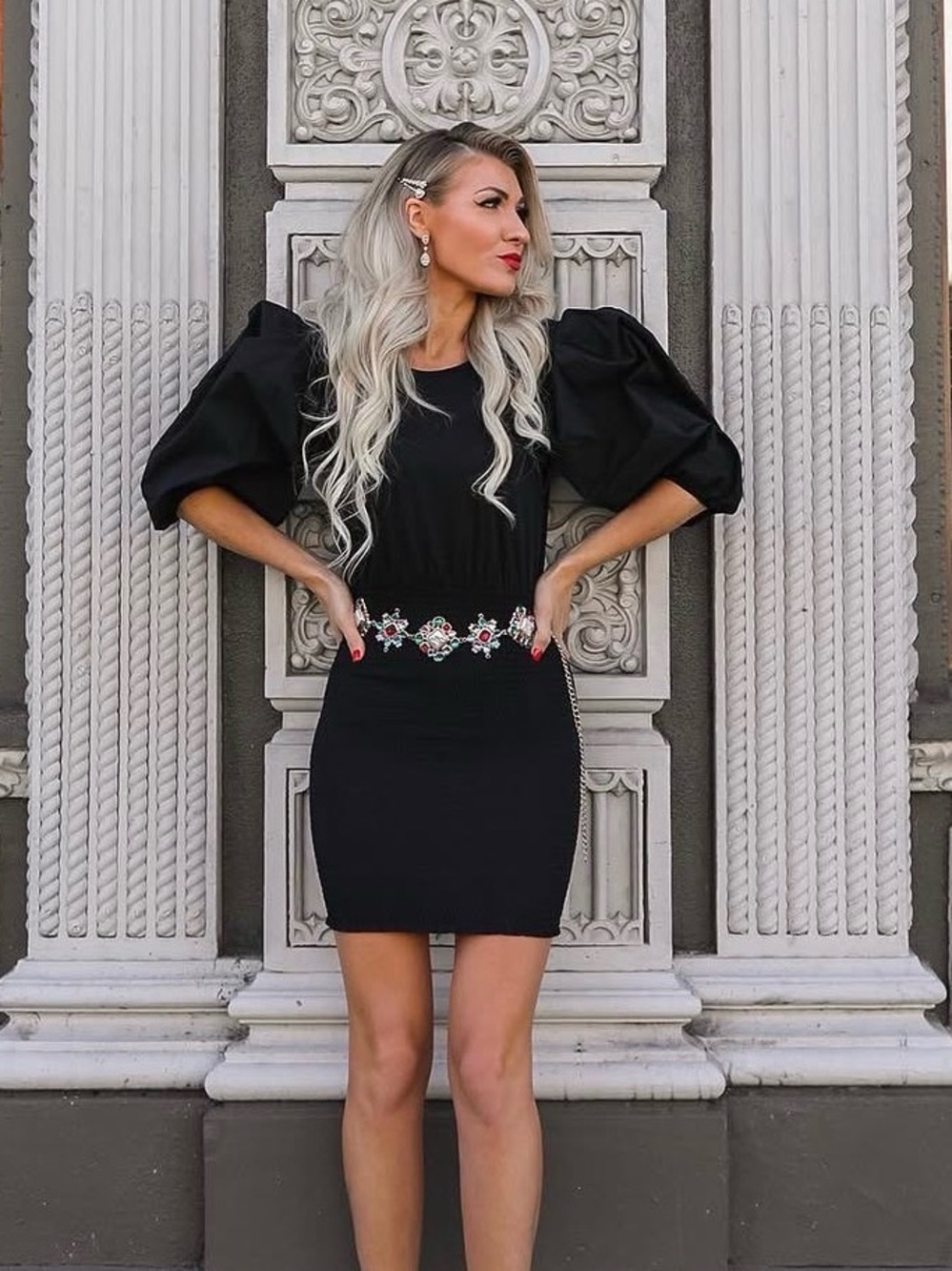 Zara Black Puff-Sleeve Mini Dress